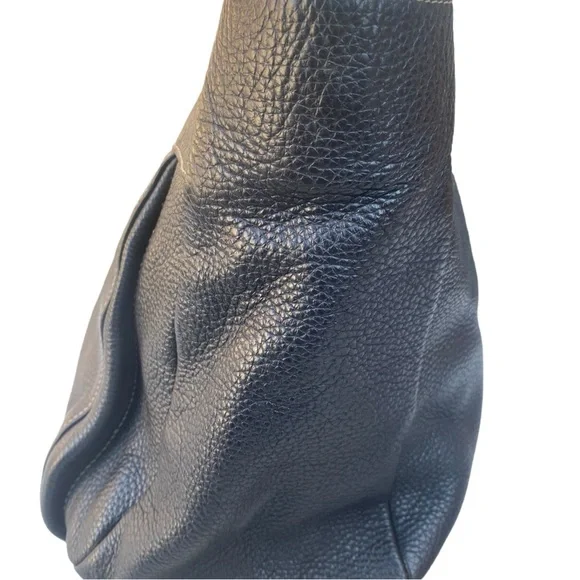 FURLA Black Pebbled Leather Hobo Handbag Purse Bag - Picture 10 of 16